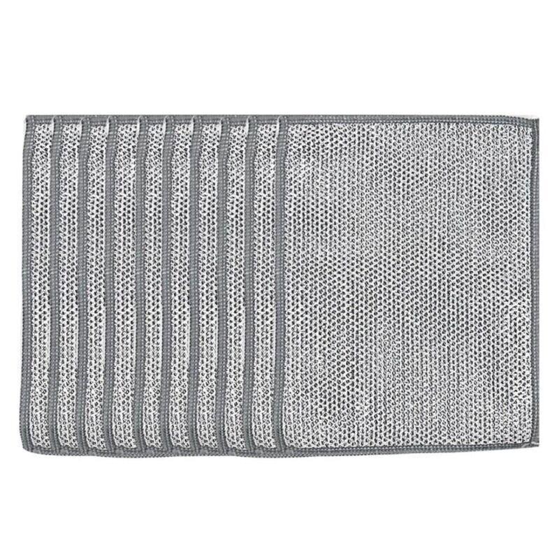 

Многоцелевые салфетки из металлической серебряной проволоки для сухой и влажной уборки. Двойные салфетки по выбору. B Double 20PCS