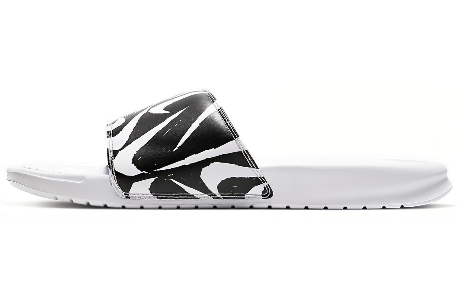Nike Benassi Jdi Print Slide  White Black Swoosh  631261-106 40