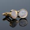 Men's Cufflink Set, Made of Copper and Natural Mother of Pearl, with Exquisite Box.