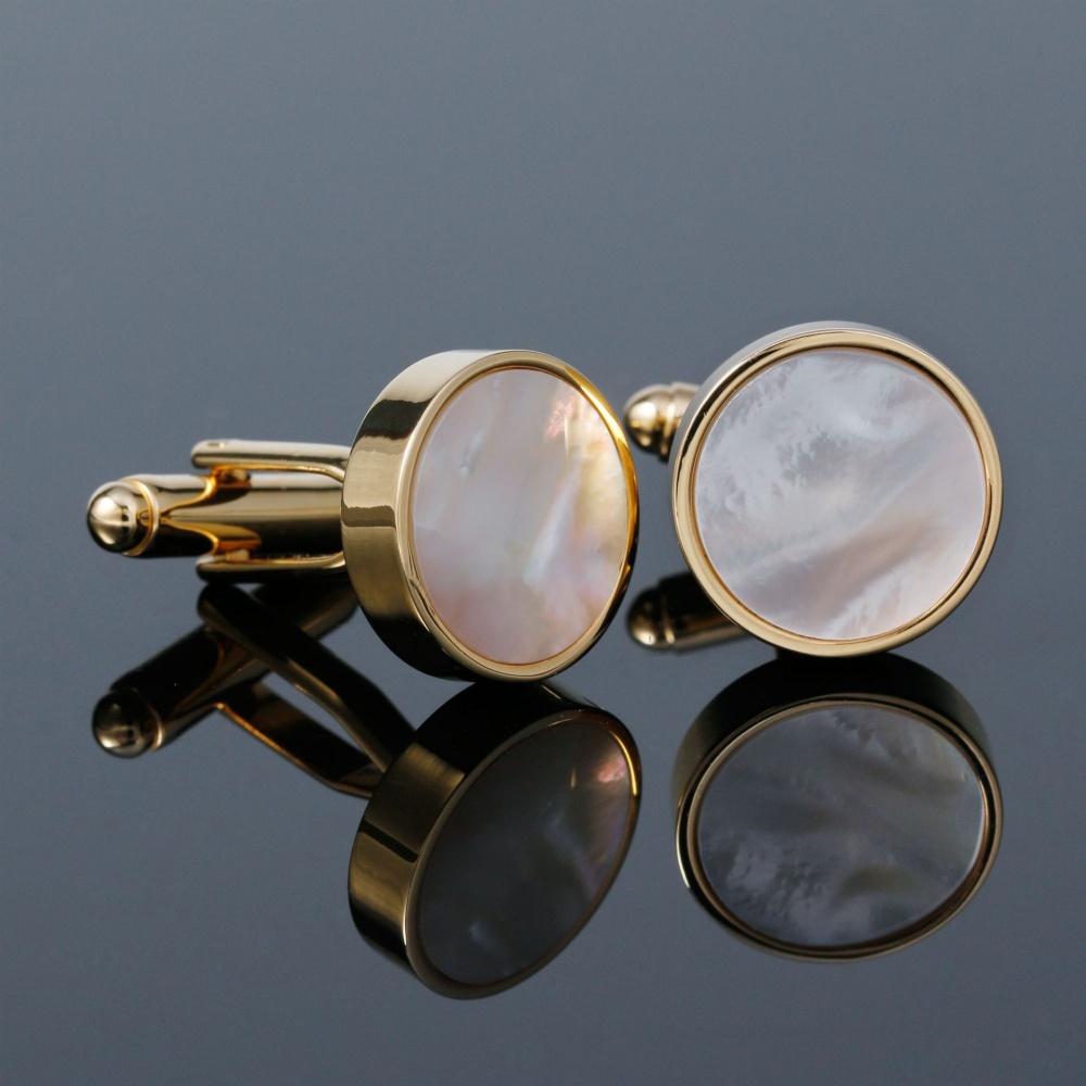 Men's Cufflink Set, Made of Copper and Natural Mother of Pearl, with Exquisite Box.