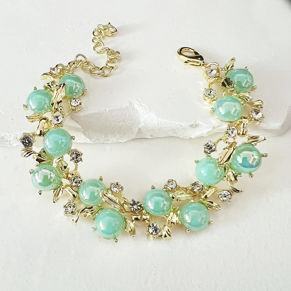 Collar, pendientes y pulsera de moda de color caramelo transfronterizos europeos y americanos, conjunto de joyería de boda con diamantes brillantes exquisitos, joyería de estilo de corte
