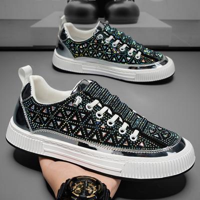 Scarpe da uomo lusso leggero a un pedale trasmissione in diretta piene di diamanti scarpe sportive e casual colorate giovani punk lucide scarpe da ginnastica con diamanti a caldo