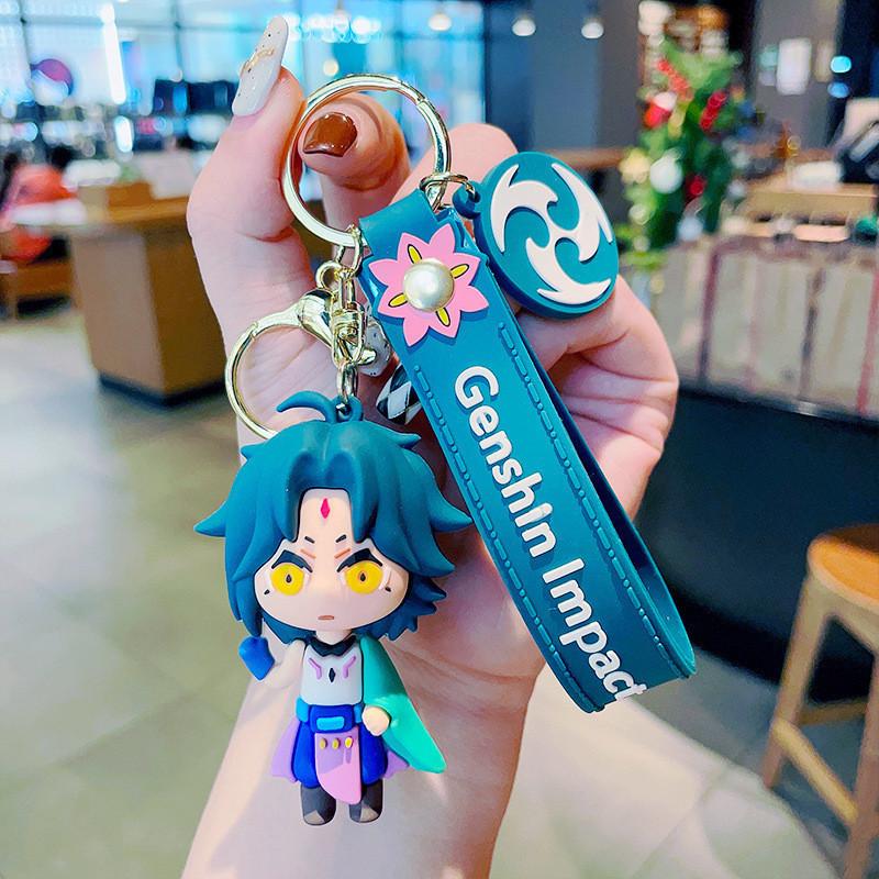 Portachiavi in ​​silicone con simpatico personaggio di Genshin Impact, adorabile statuetta in PVC per borse e telefoni.