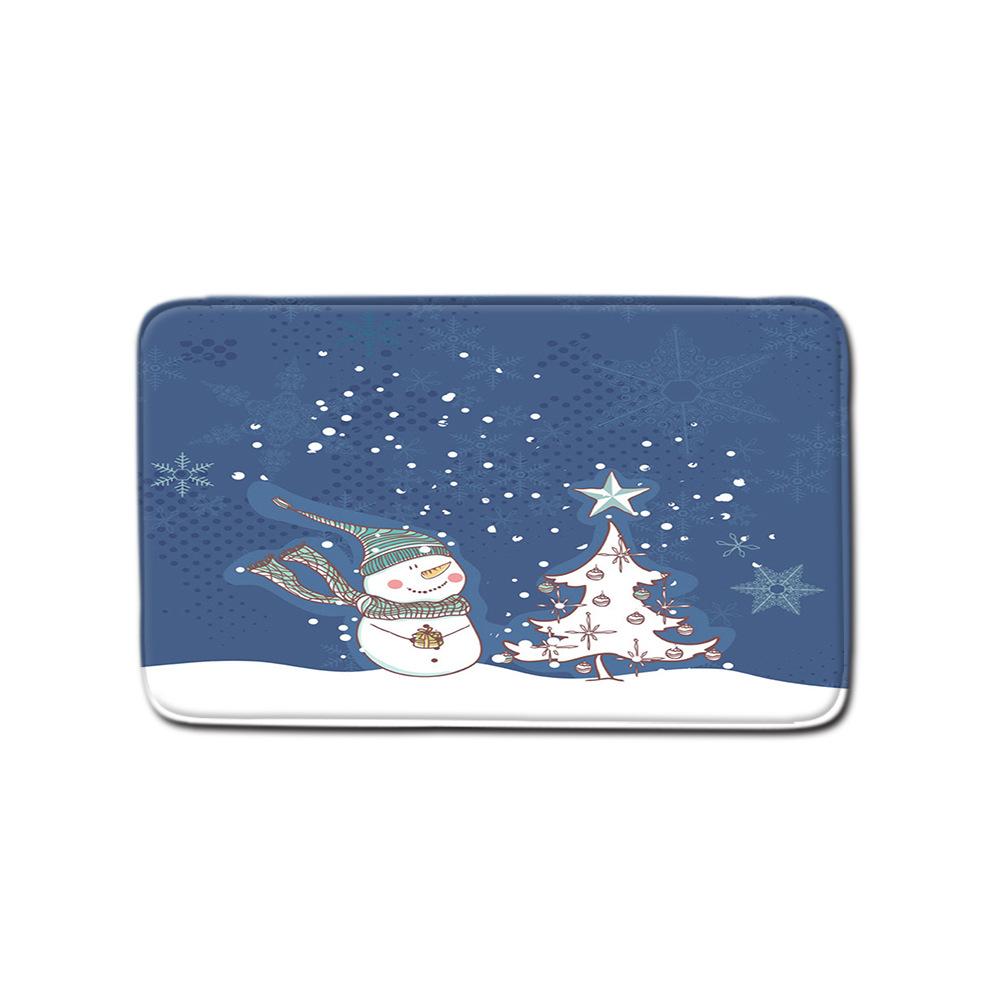 Christmas Shower Curtain Floor Mat Combination Four-Piece Set Bathroom Toilet Carpet Shower Room Mat Foot Mat