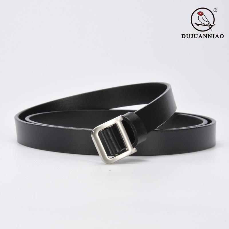 Leather Belt Ladies Jeans Decorative Fine Belt Retro Silver Buckle Women'S Belt Tide