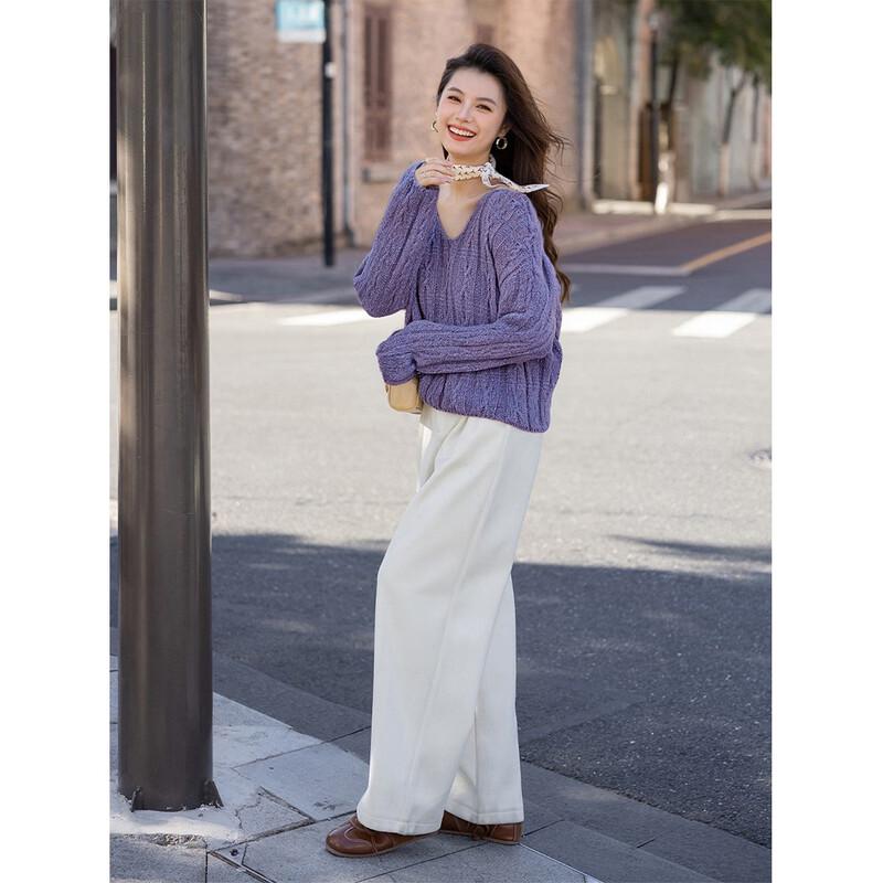 Mokana Women's Relaxed Soft Knit V-Neck Sweater