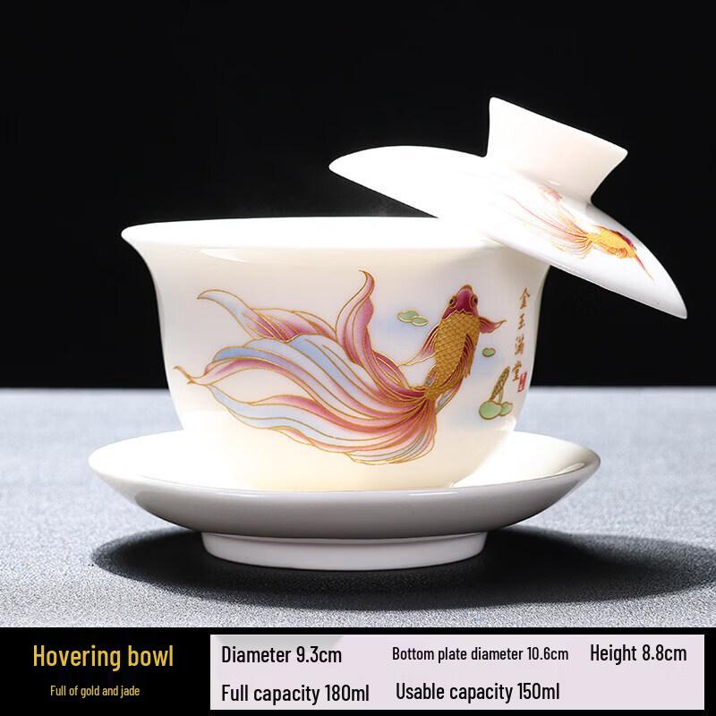 Premium Ceramic Rotating Lid Gaiwan Tea Bowl