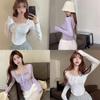 Oversized T Shirt For Women With Embroidered Details And Mandarin Collar For Autumn Winter Casual Wear