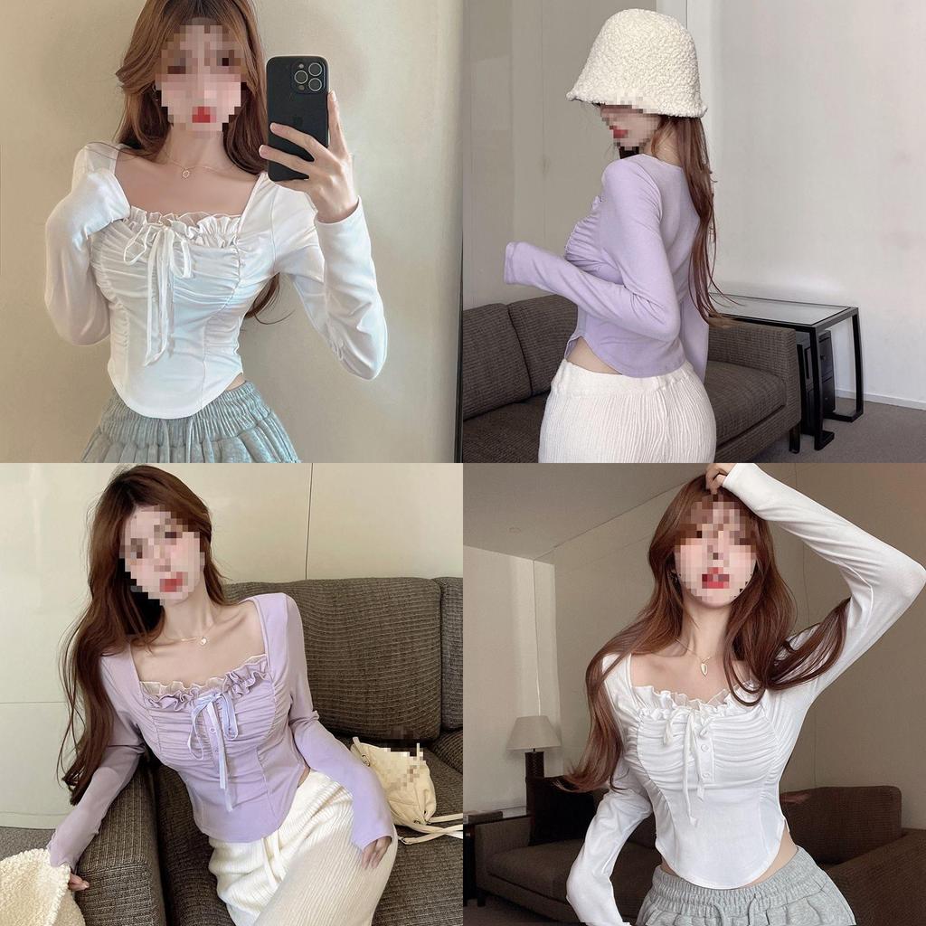 Oversized T Shirt For Women With Embroidered Details And Mandarin Collar For Autumn Winter Casual Wear