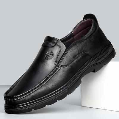 Casual Leather Shoes Men's Soft Leather Wide Head Men's Shoes First Layer Cowhide Soft Leather Soft Sole Breathable Genuine Leather Men's One-pedal