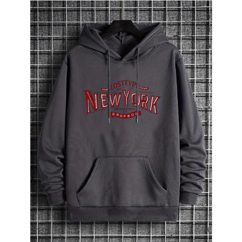 Heather Gray Vintage Burgundy New York Letter Unisex Hoodie