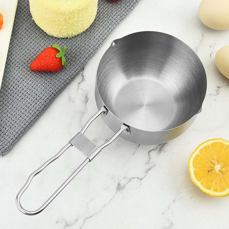 Milk Pan with Two Side Spouts 25.3cm/10-inch Instant Noodle Pan Stainless Steel Pan for Camping Outdoor Large Capacity