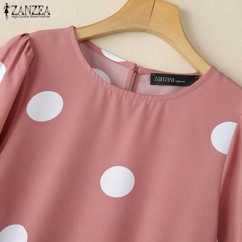 ZANZEA Polka Dot Print Summer Casual 3/4 Sleeve Women Blouse