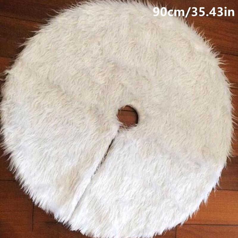White Christmas Tree Skirt Plush Faux Fur Xmas Tree Carpet Merry Christmas Tree Decorations Ornament New Year Navidad Home Decor