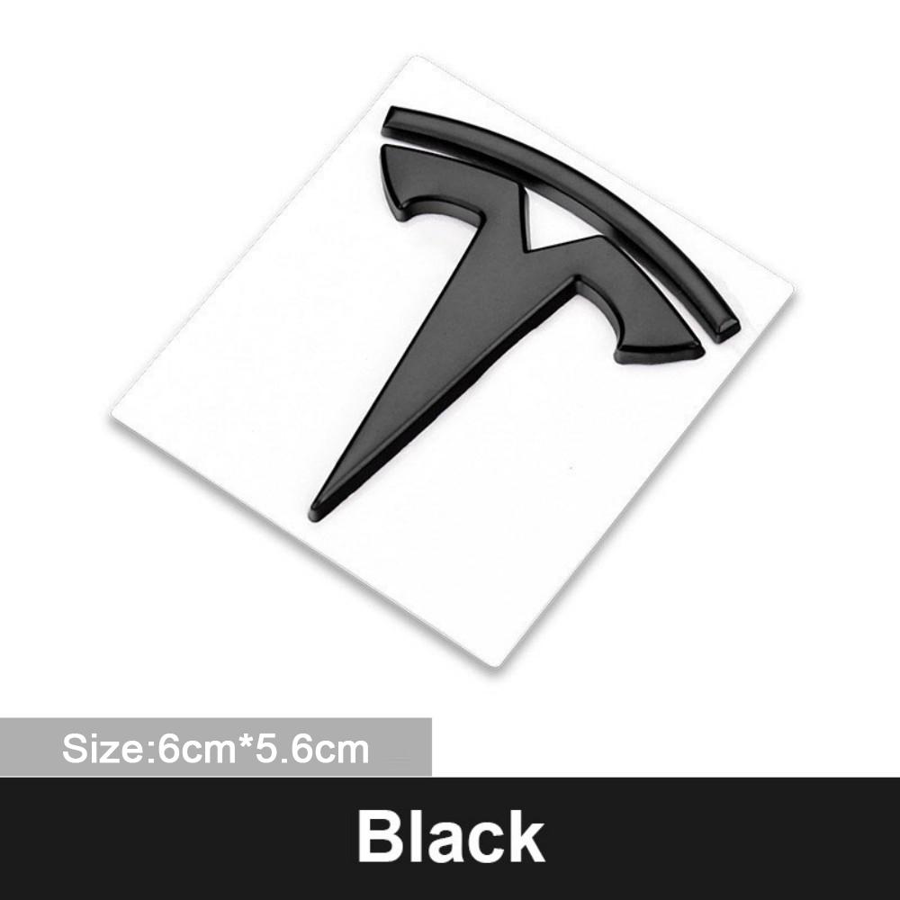 

3D Metal Tesla T Logo Sticker Car Body Side Fender Trunk Emblem Decal Car Decorative Accessories for Tesla All Models чёрный