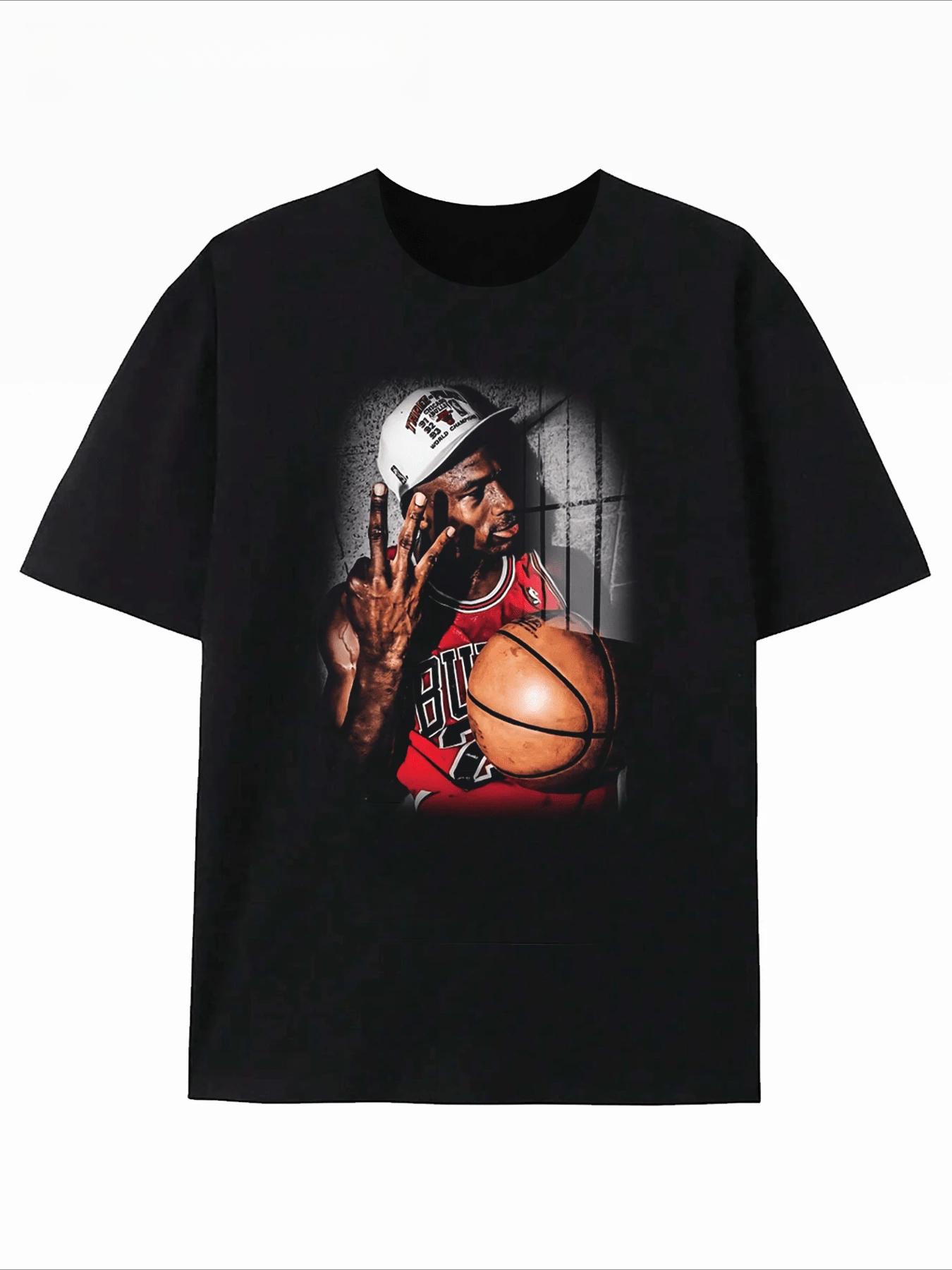 PAYEAH Американский Винтажный Баскетбольный Постер Цифровая Печать Мужская Повседневная Футболка 100% Хлопок Тяжелая Хлопковая Футболка S