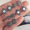 5 Pairs Vintage Earrings Set Retro Ethnic Style Hollow Out Carving Electroplated Alloy Stud Earrings for Party Dating Prom Ear Jewelry