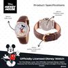 DISNEY Womens Mickey Mouse Analog-Quartz Watch Leather-Synthetic Strap Brown 18 (Model W002756)