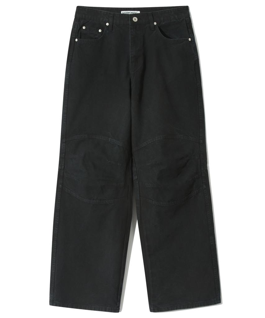 BASEMOMENT Cation-Dyed Washed Section Pants Black