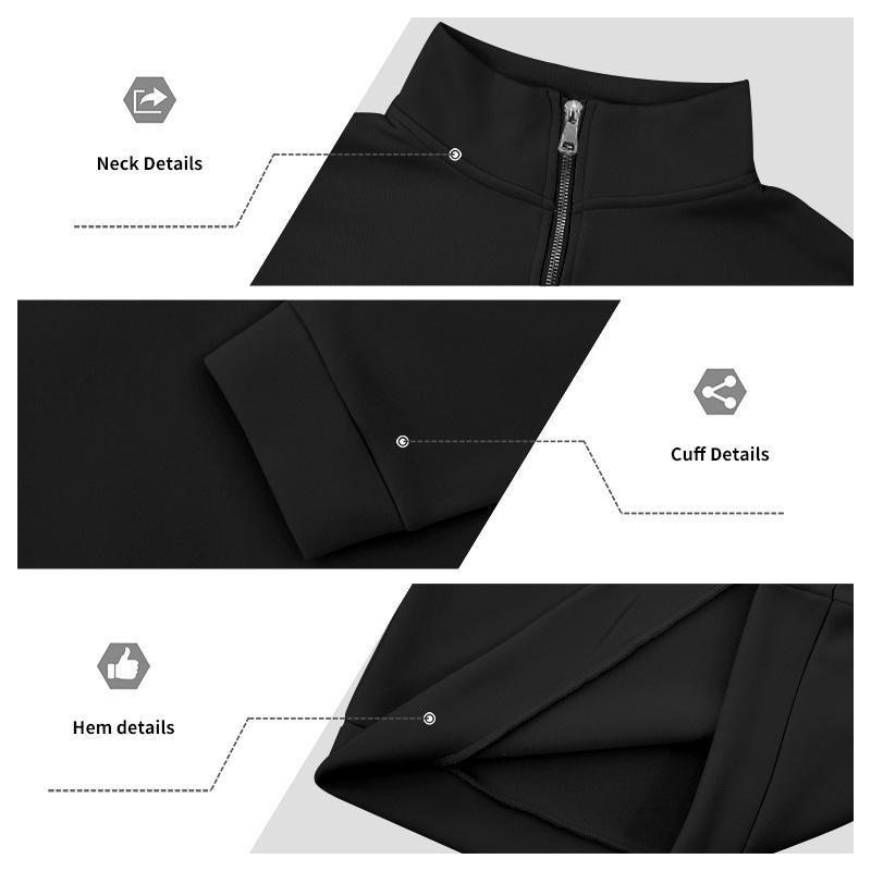 Cross-border Winter Fleece Heavyweight Loose Outdoor Men's Thermal Half-Zip Stand-Up Collar Pullover Sports Hoodie for Men