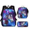 Unicorn Backpack for Kids School Bag Set 3-Piece with Pencil Case Shoulder Bag, Cartoon Anime Backpack for Boys Girls Students