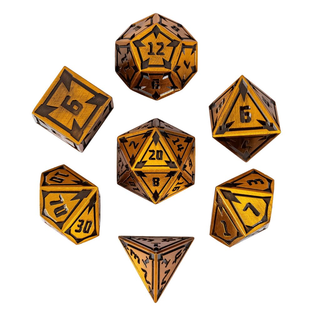 Cusdie New Metal DnD Dice Set Minimalist Rhomb Pattern D4-D20 Polyhedral Dice for D&D Pathfinder Tabletop RPG Board Games