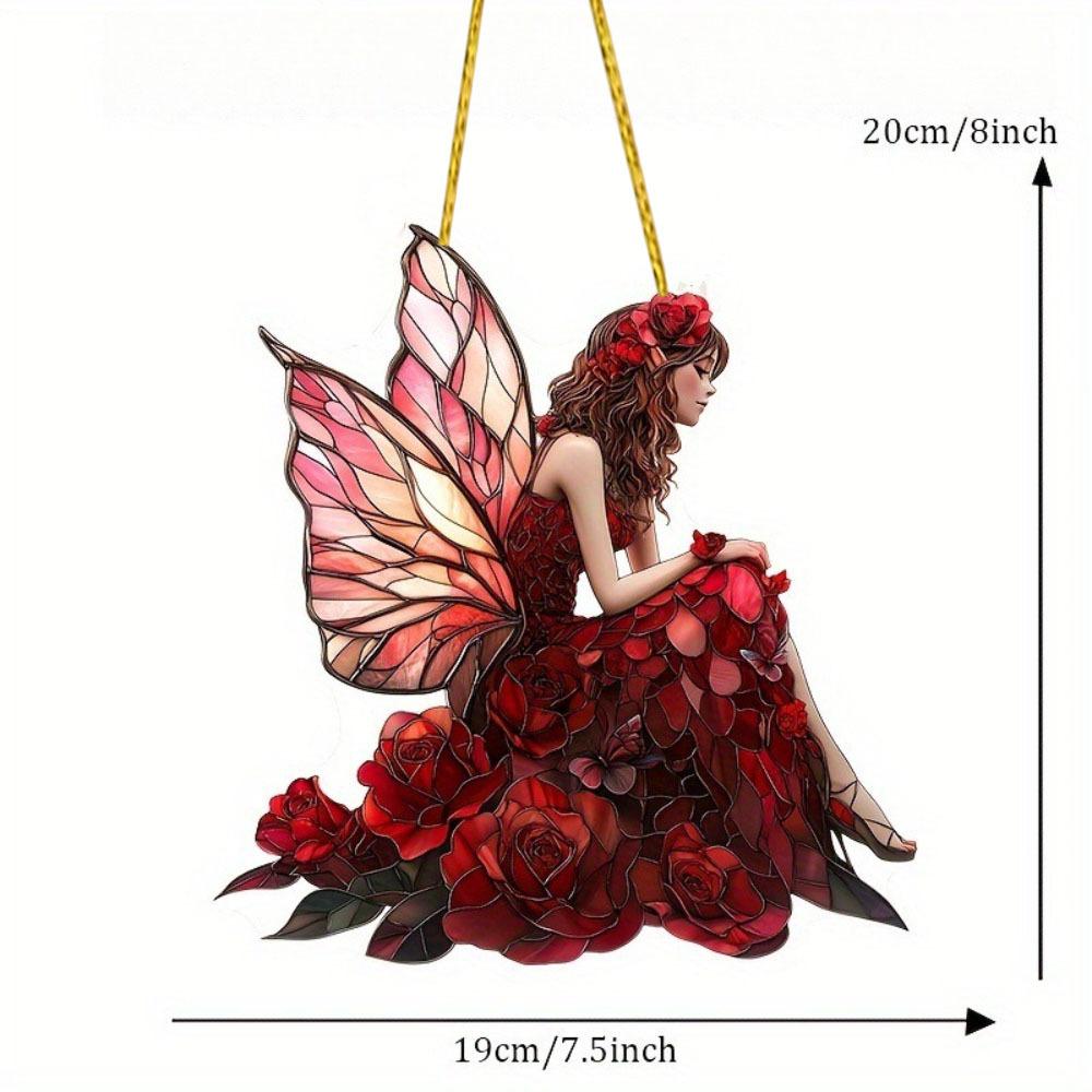 

Red Clothed Fairy Garden Sunlight Catcher, Four Seasons Decoration, Novelty Home Decor, Perfect Durable for Bedroom, Store, Office, Kitchen 19*20cm