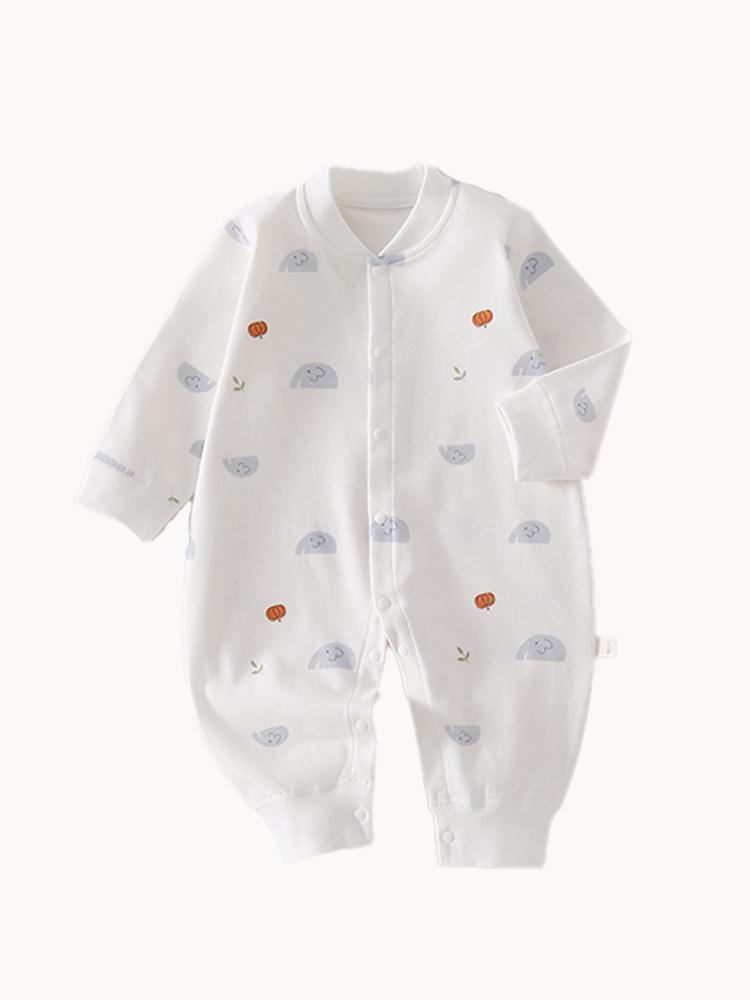 A-Class Pure Cotton Baby Romper: Soft Snap-Button One-Piece Suit with Belly Protection for Spring and Autumn.