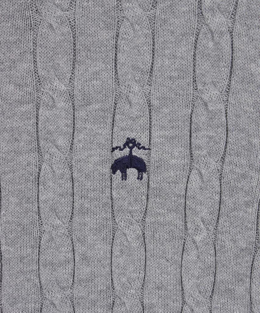 BROOKS BROTHERS Cotton Cable Polo Short Sleeve Sweater (Grey) (Bbwtmo204Awfm)