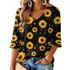 Women's V-Neck Print Lightweight Blouse for Spring and Summer