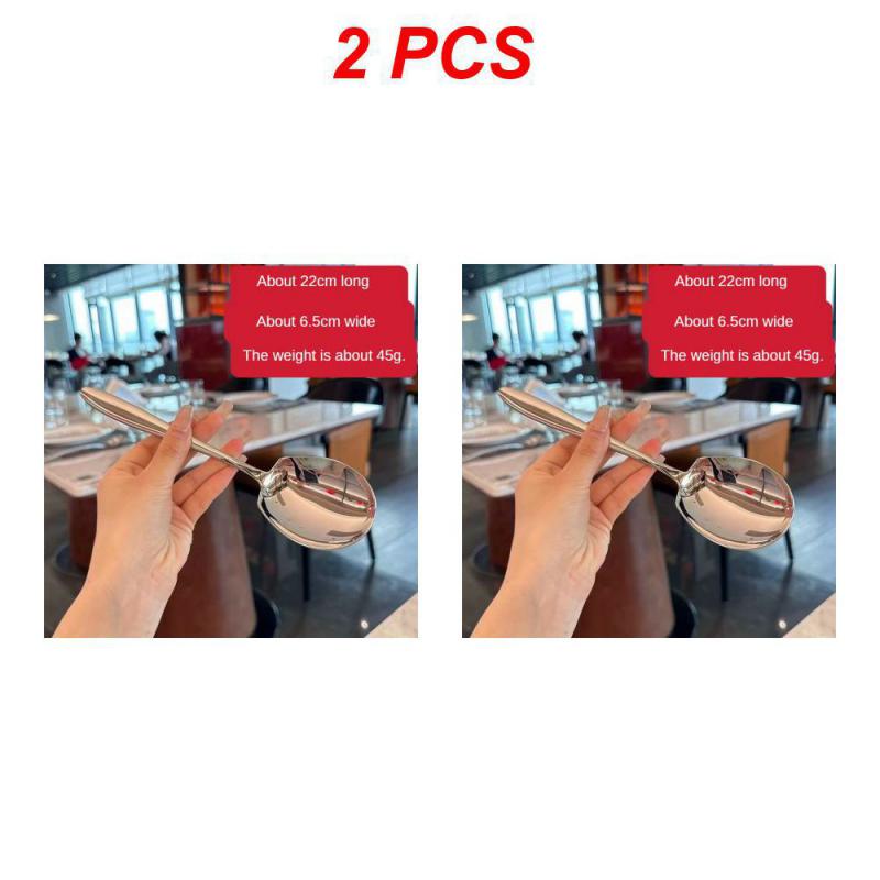 Thicken Kitchen Dinner Dish Soup Rice Western Restaurant Bar Public Spoon Large Stainless Steel Round Head Buffet Serving Spoon