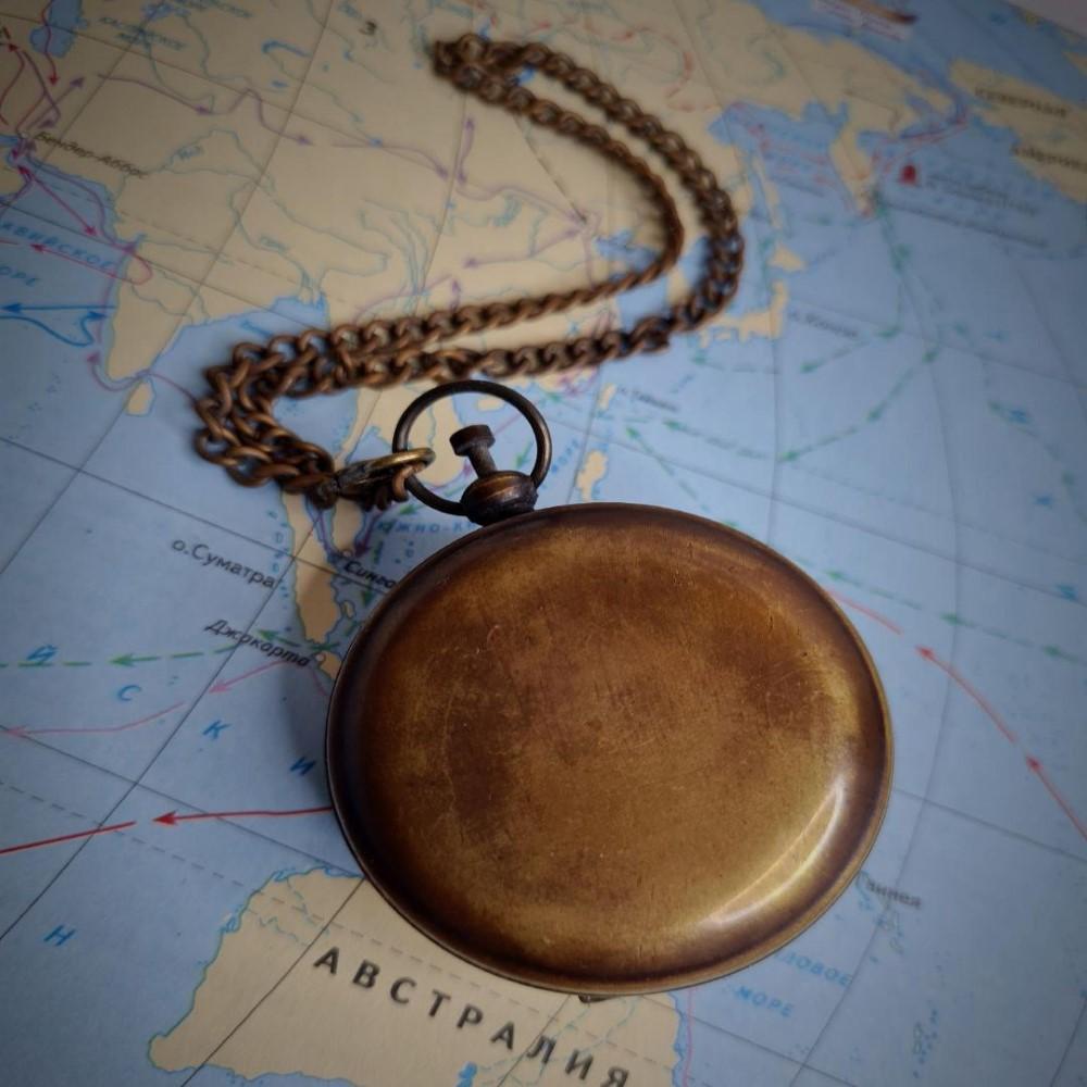 Antique Design Sundial Pocket Compass with Chain – 6.35 Cm