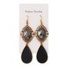 Prom Gemstone Stud Earrings Jewelry European and American Fashion Creative Retro Water Drop Black Long Earrings Earrings