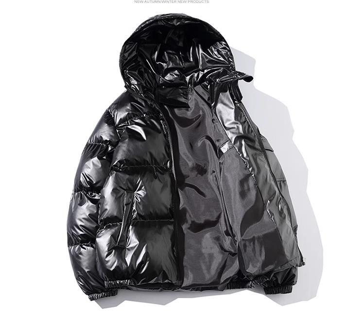 Winter Fashion Thick Hooded Loose Glossy Cotton Clothing Men's Wide Loose Casual Clothing Cotton Jacket