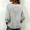 Women Square Neck Blouse Teal Leopard Floral Patchwork Print Ruffle Three Quarter Sleeve Shirt