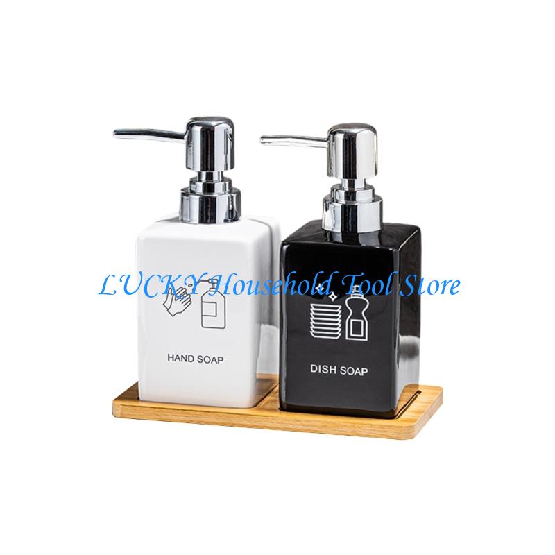 

J0MC Premium Ceramic Squeeze Bottle for Hand Wash Shampoo Portable NonMetallic Bathroom Container