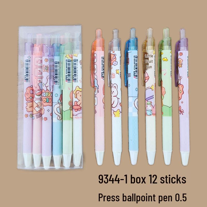 12-Pack Clickable Ballpoint Pens with 0.5mm Refillable ST Needle Tip for Exams, Black Water-Based Ink