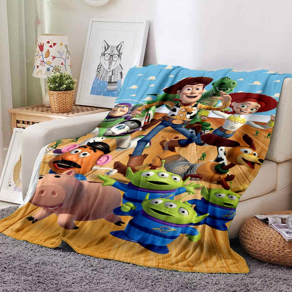 Toy Story Characters Flannel Blanket Super Soft Warm Cozy Blanket For Sofa Bed Office Travel Allseason Home Decor Gift