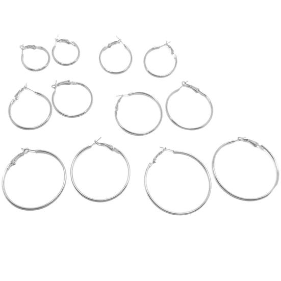 6Pairs/Set Fashion Circle Hoop Dangle Earrings Pendant for Female Daily Outfits