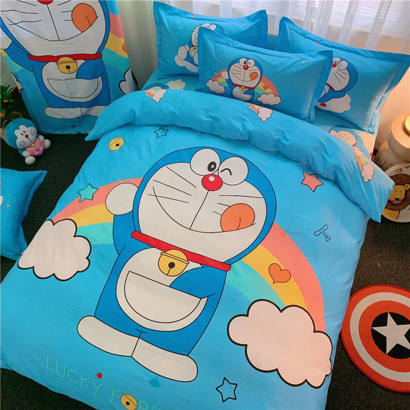 Japansk anime Påslakan Örngott 3D-tryckt D-Doraemon Sängkläder Påslakan för Barn Flickor Pojkar Tonåringar