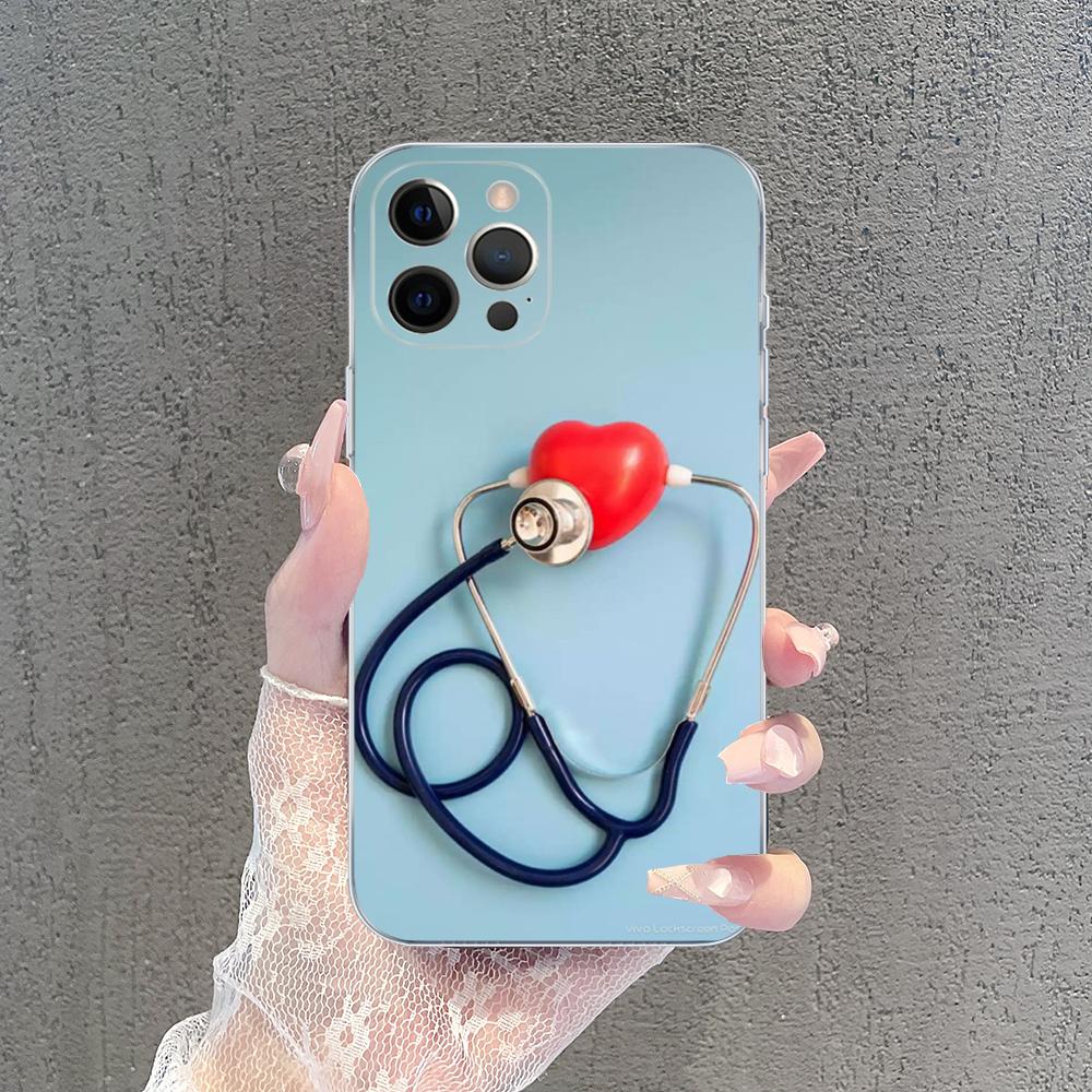 Medical Medicine stethoscope Phone Case For iPhone 15 14 13 12 Mini 11 Pro XS Max X XR SE 6 7 8 Plus Soft Silicone Cover