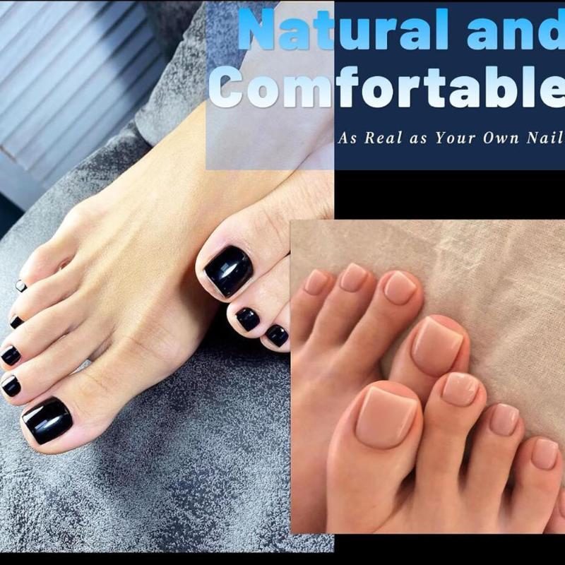 120/240Pcs Fake Toe Nail Tips Transparent Half Cover Toenail For Pedicure Square Press On Toenails For Women Nail Salons Diy