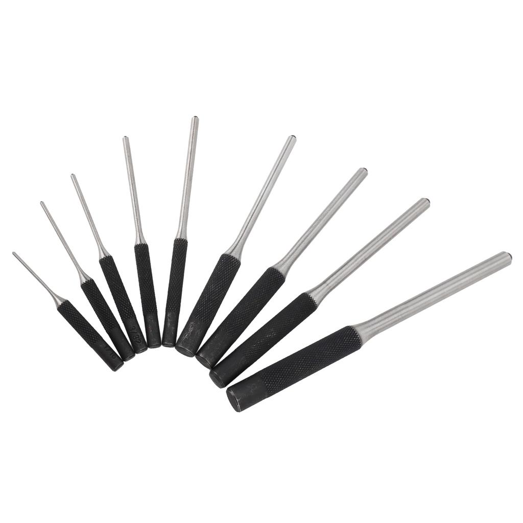 9pcs Roll Pin Punch Set Hardened Steel Removing Pin Punch Tool with Red Storage Pouch For Watch Repair Jewelry Craft
