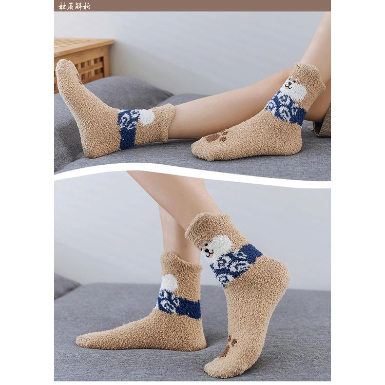 Womens Warm Cute Socks Dog Novelty Animal Socks for Girl Cartoon Casual Crew Funny Fuzzy Crew Winter Home Socks