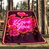 1pc Love You Card Outdoor Flannel Blanket , Machine Washable Perfect Gift for Birthday , Holiday Travel Accessory , Durable Material
