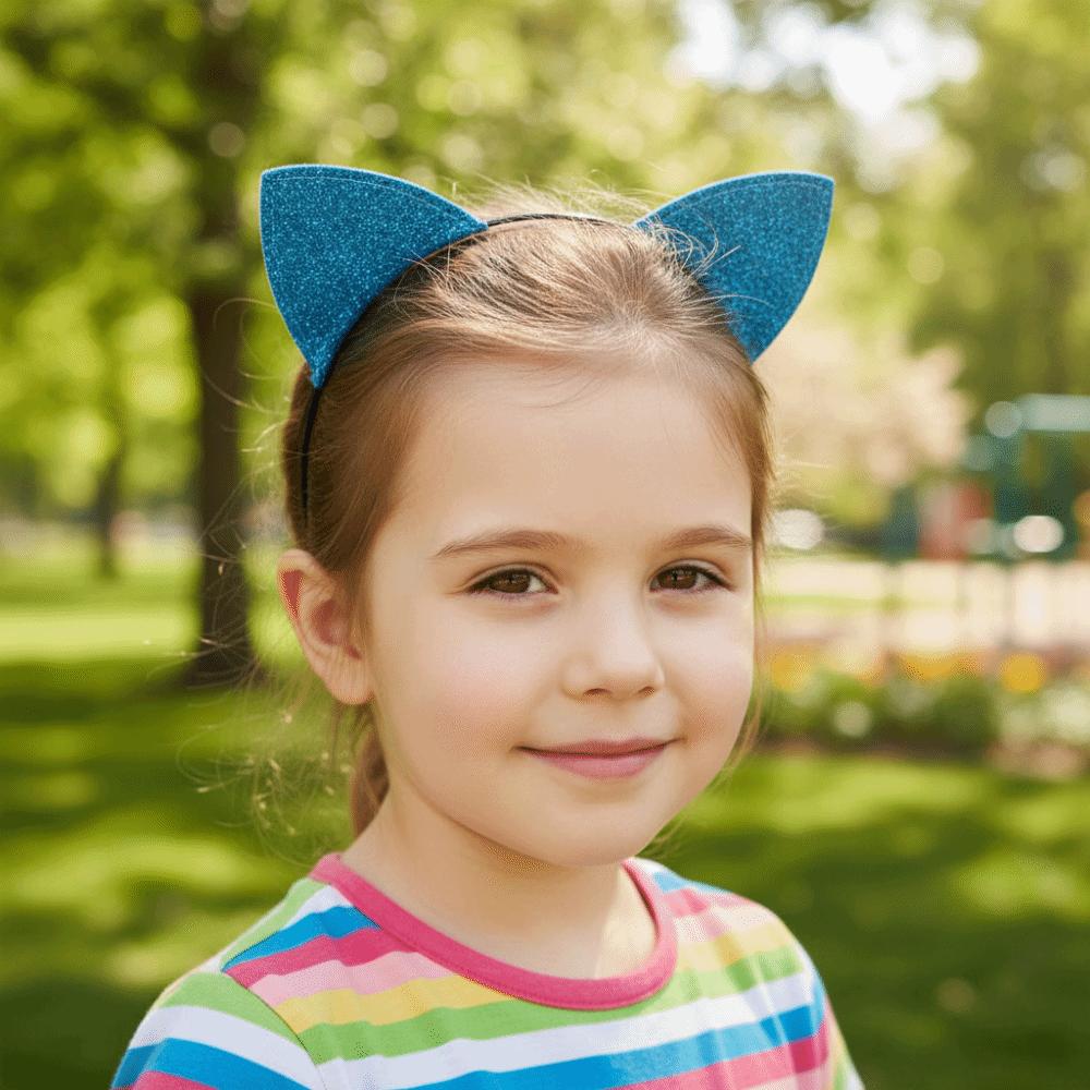 Universal Halloween Cat Ear Headband Shinny Cosplay Cat Ear Headpiece Cute Cat Ear Hair Hoop Kid