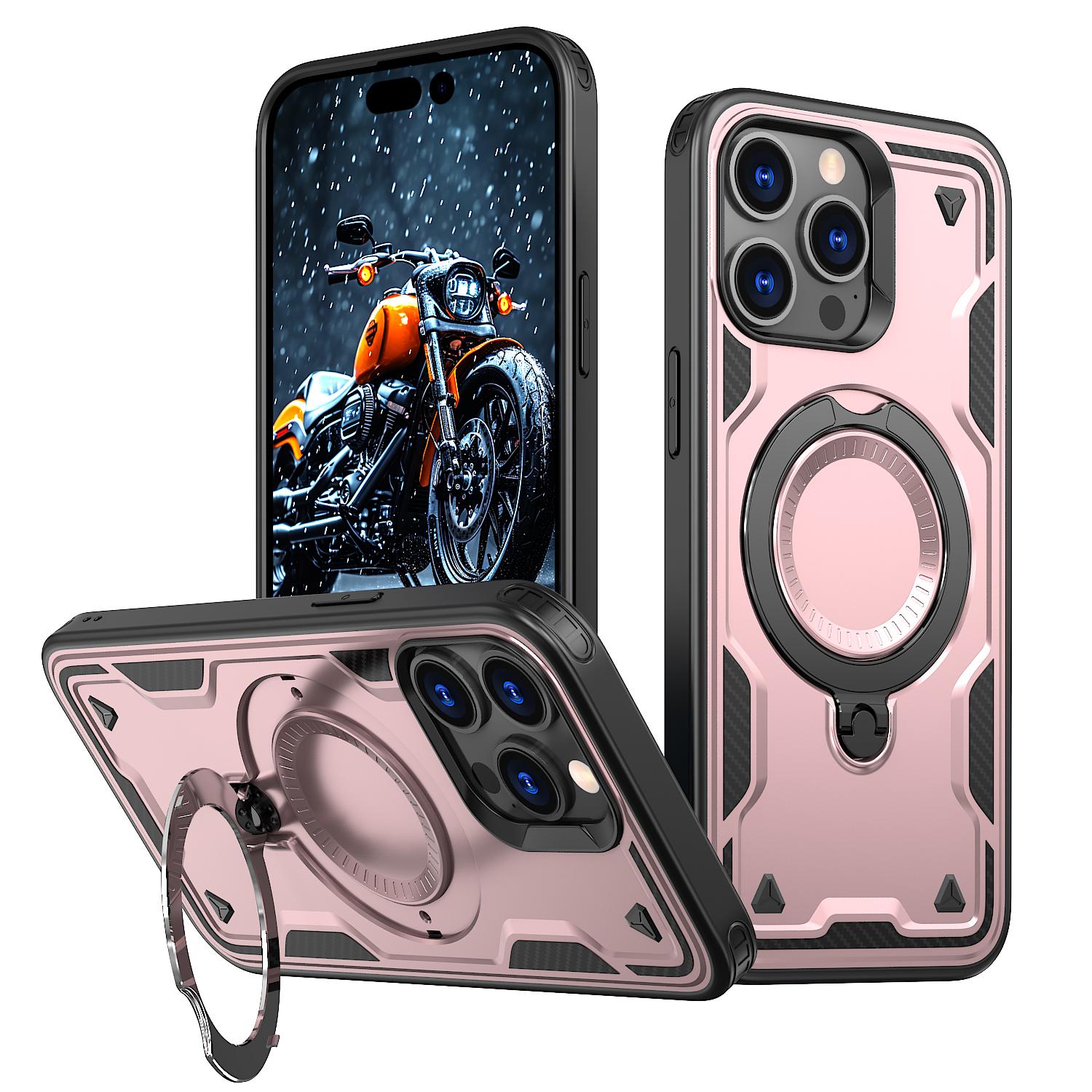 

For iPhone 15 Pro Case Compatible with MagSafe Military Protection PC+TPU Kickstand Phone Cover G