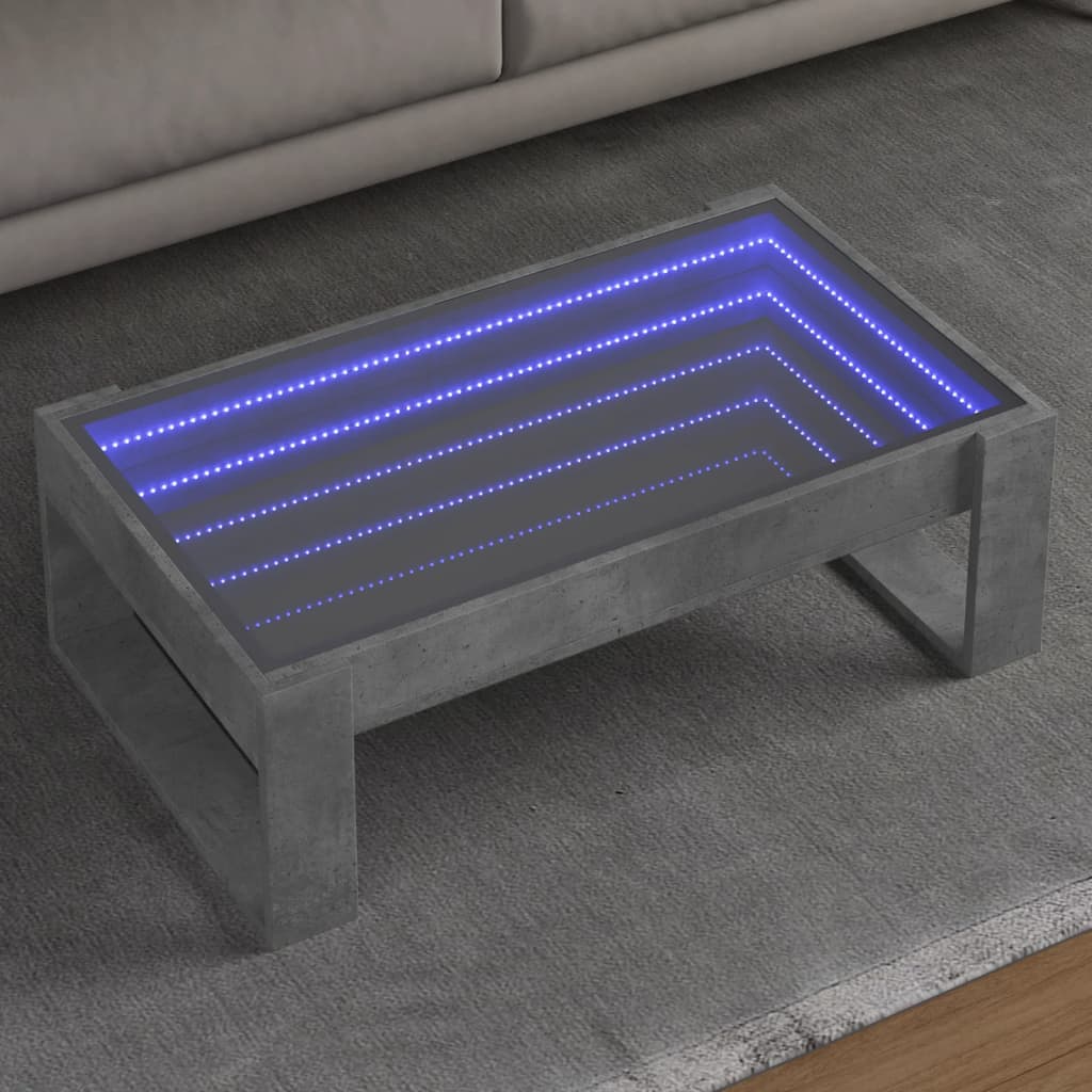 Infinity LED Coffee Table in Concrete Grey 90 x 53 x 30 cm