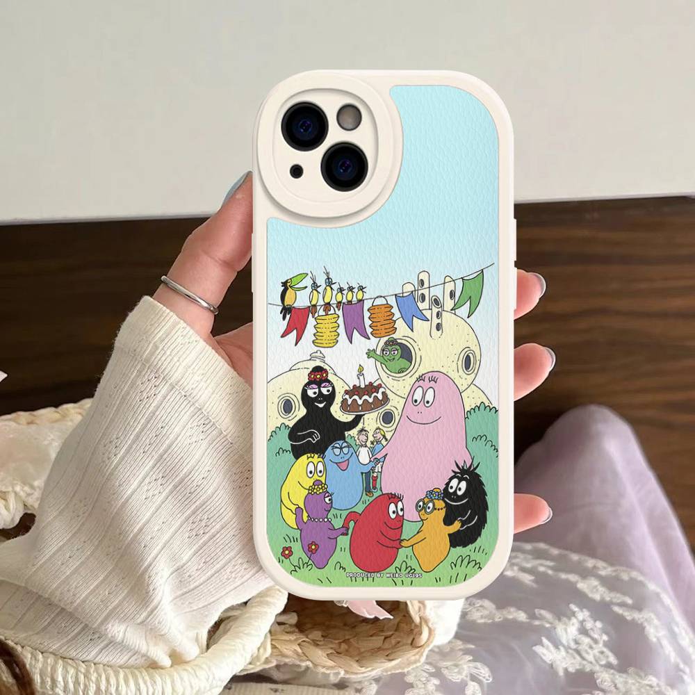 

Cartoon Barbapapa Phone Case For IPhone 16 15 14 13 12 11 Pro Max Plus Leather Soft Cover iPhone 14 pro