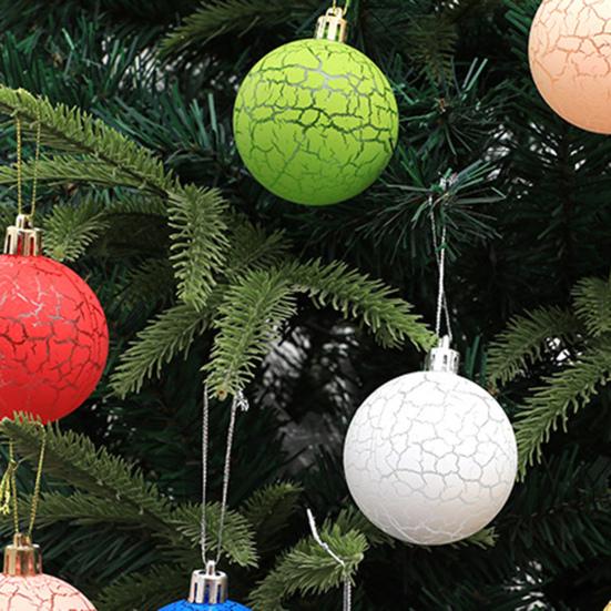 6Pcs 6cm Xmas Balls Crack Texture Easy Hanging Festive Bright Color Plastic Christmas Baubles Pendants Party Supplies